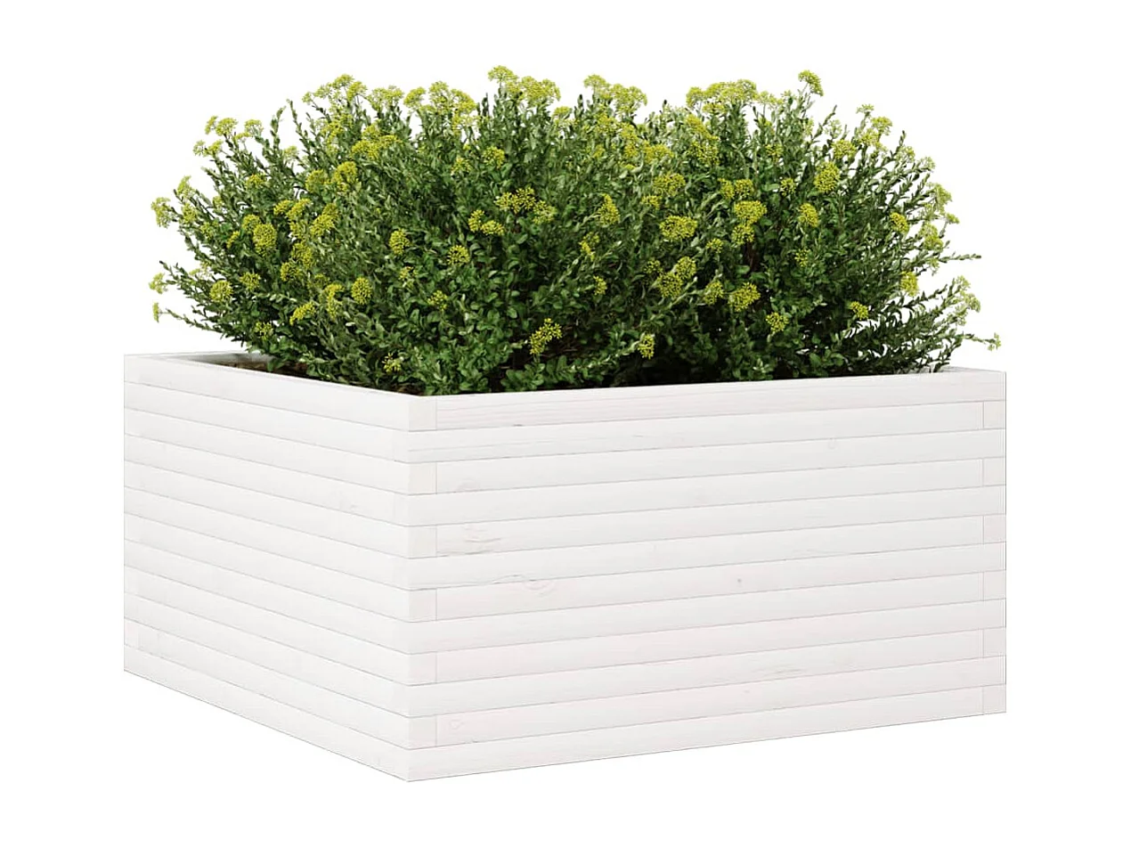 Fioriera da Giardino Bianca 90x90x46 cm Legno Massello di Pino