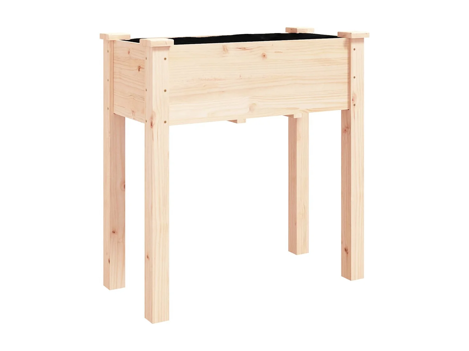 Fioriera con Ruote e Fodera 71x37x80 cm Legno Massello di Abete