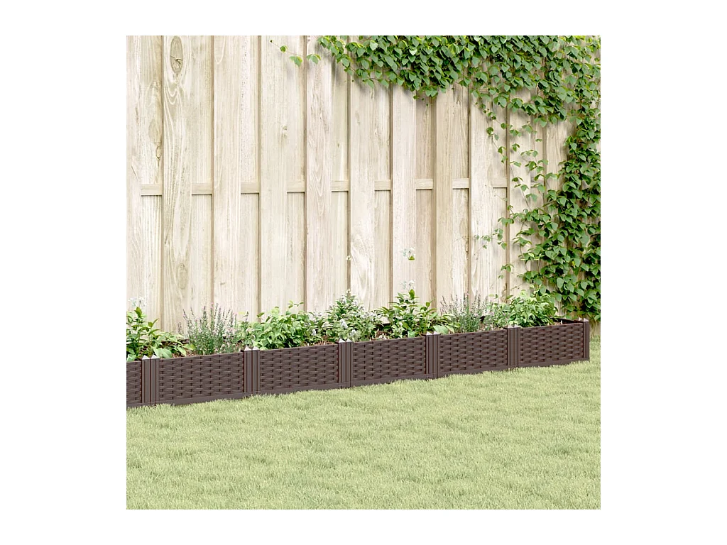 Jardinière avec piquets marron 362,5x42,5x28,5 cm PP