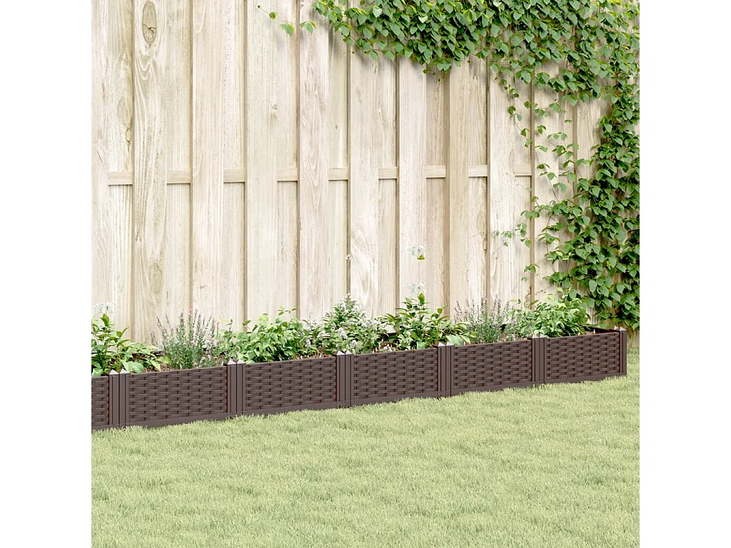 Fioriera da Giardino con Picchetti Marrone 362,5x42,5x28,5cm PP