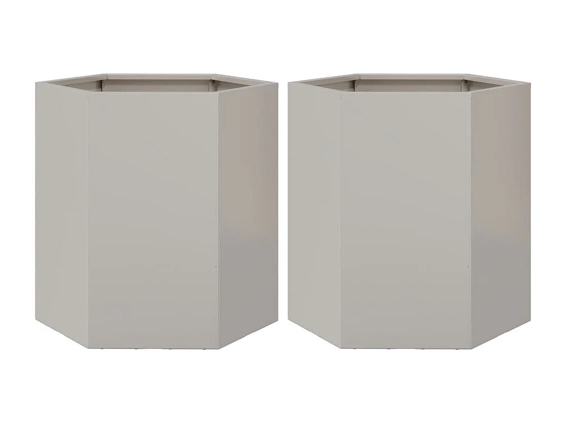 Jardinières 2 pcs hexagone 46x40x45 cm acier inoxydable
