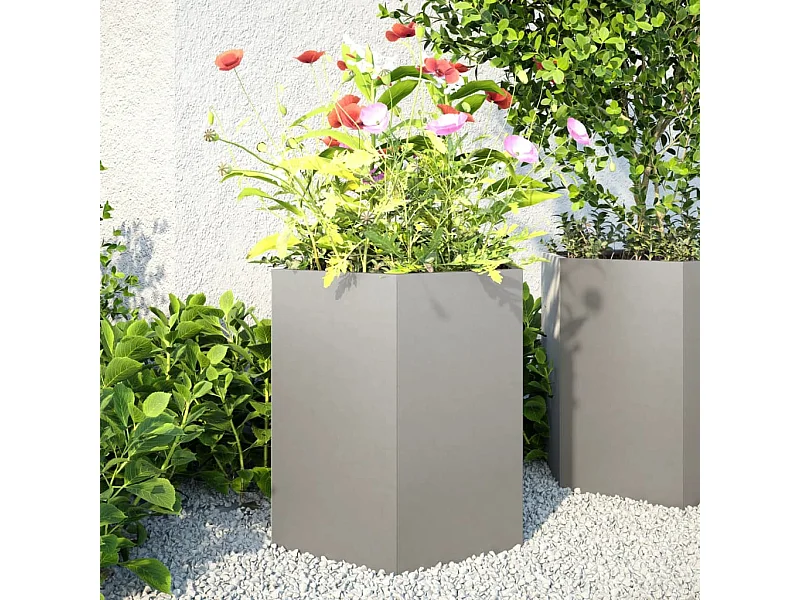 Jardinières 2 pcs hexagone 46x40x45 cm acier inoxydable