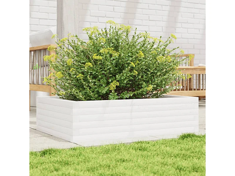 Jardinera de madera maciza de pino blanco 90x60x23 cm