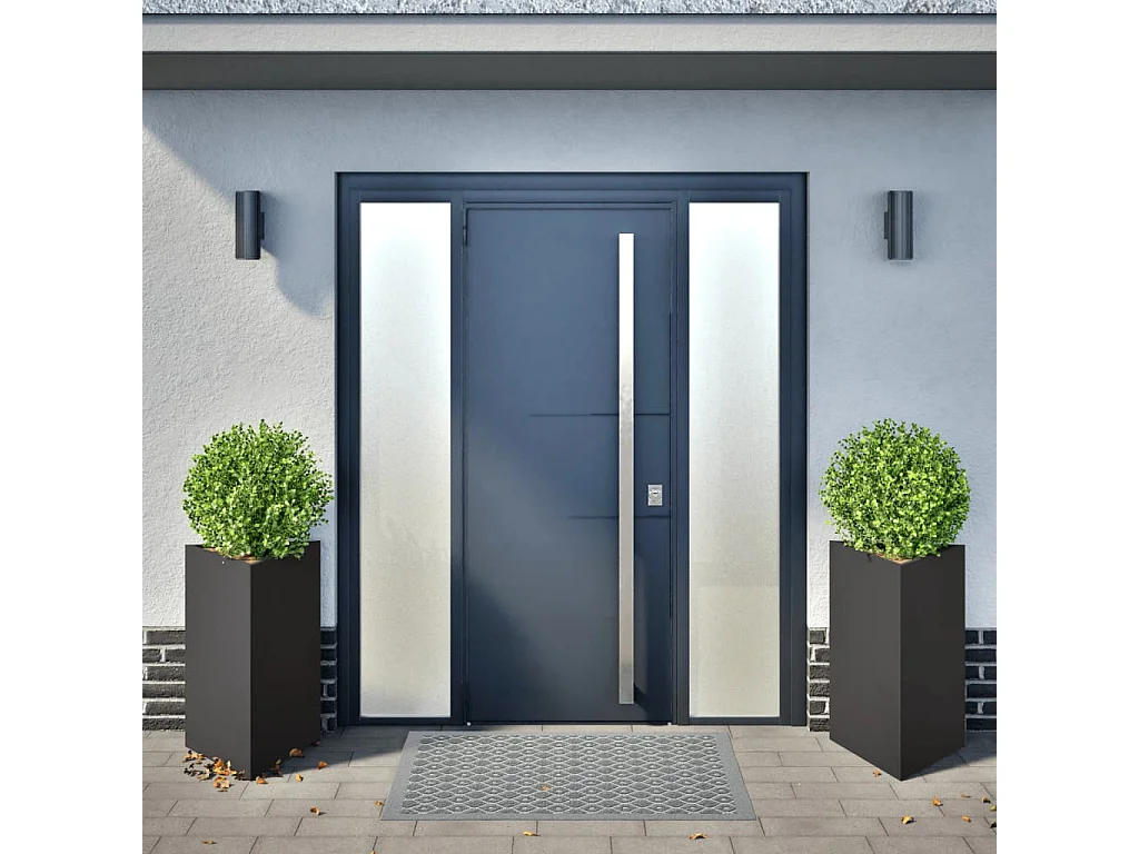 Jardinières 2 pcs noir triangulaire 50x43x75 cm acier