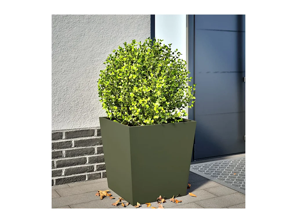 Jardinière vert olive 50x50x50 cm acier