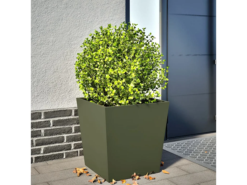 Jardinière vert olive 50x50x50 cm acier