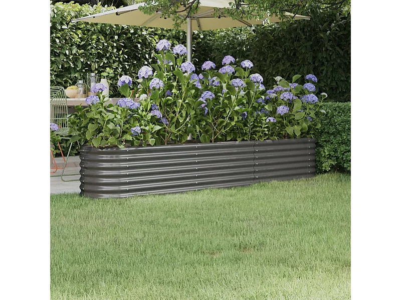Lit surélevé de jardin Acier enduit de poudre 224x40x36 cm gris