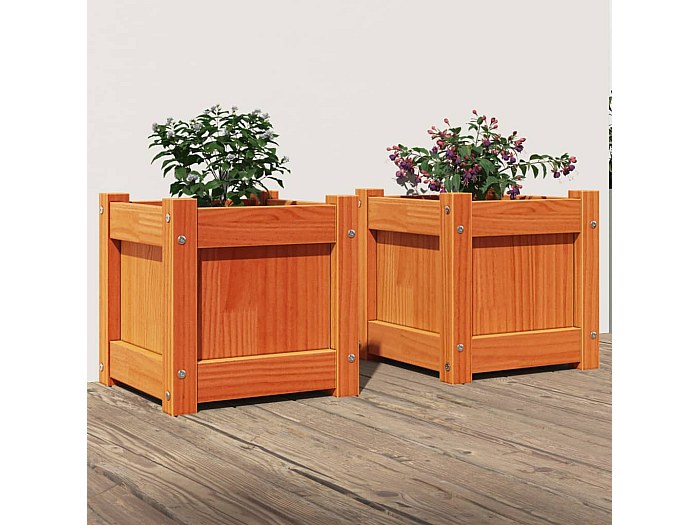 Fioriere da Giardino 2pz Marrone Cera Legno Massello di Pino Vaso Rialzato Da Interno Fioriera Da Esterno Aiuola Rialzata Da Esterno Aiuola Rialzata Da Esterno per Terrazza Esterno Patio Giardino