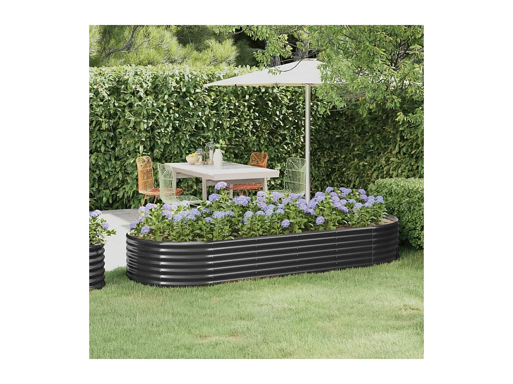 Letto da Giardino in Acciaio a Polvere 249x100x36 cm Antracite