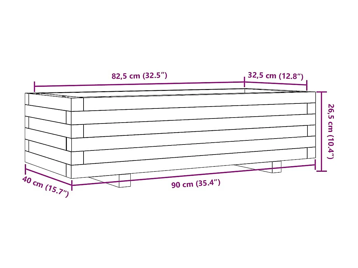 Pflanzkübel 90x40x26,5 cm Massivholz Kiefer