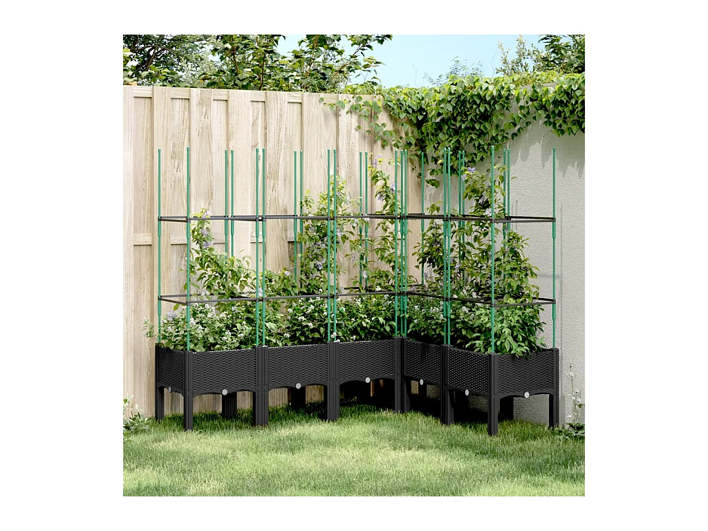 Fioriera da Giardino con Traliccio Nera 160x120x142,5 cm in PP
