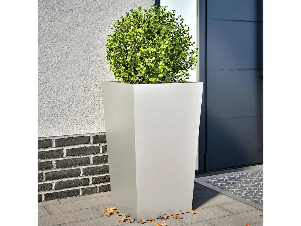 Jardineras 2 uds acero inoxidable 45x45x75 cm