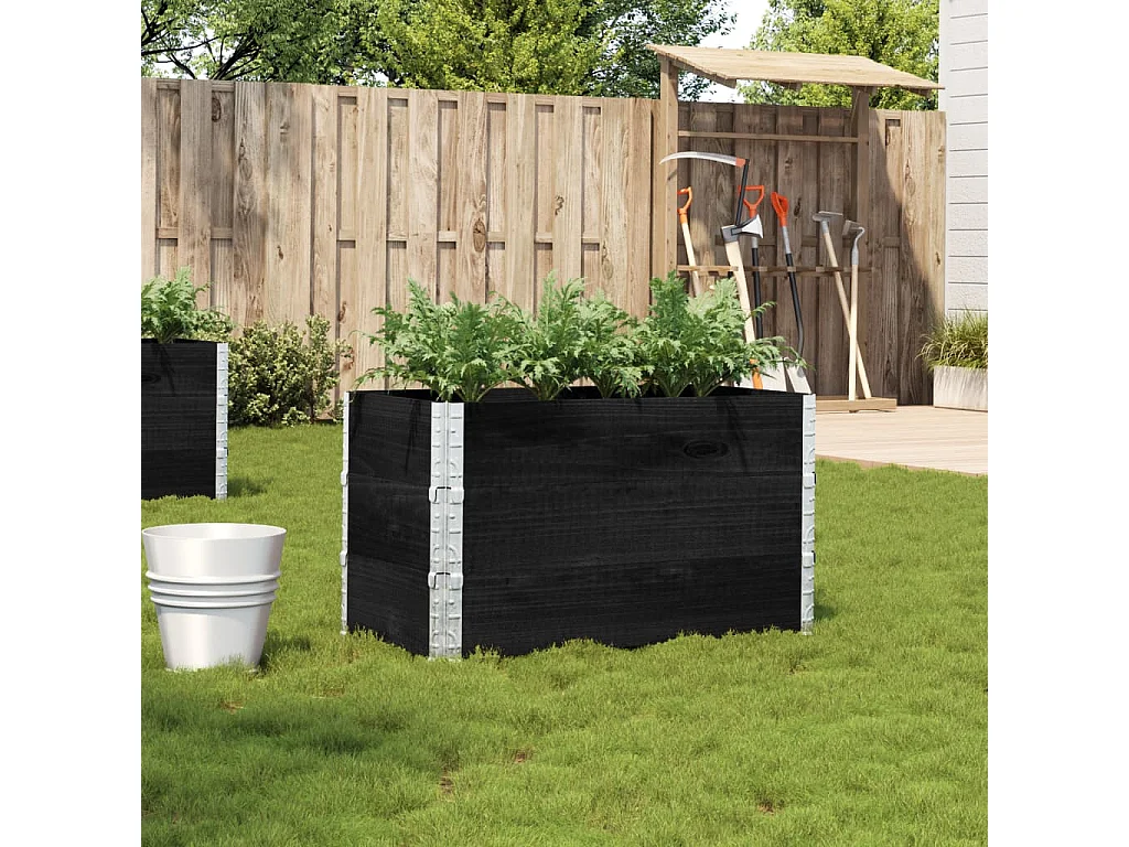 Jardinière noir 100x50 cm bois massif de pin