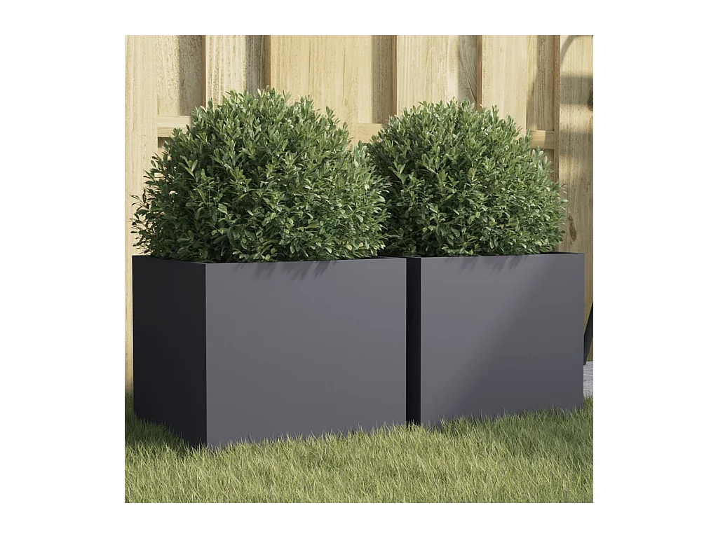 Jardineras 2 unidades acero gris antracita 32x30x29 cm
