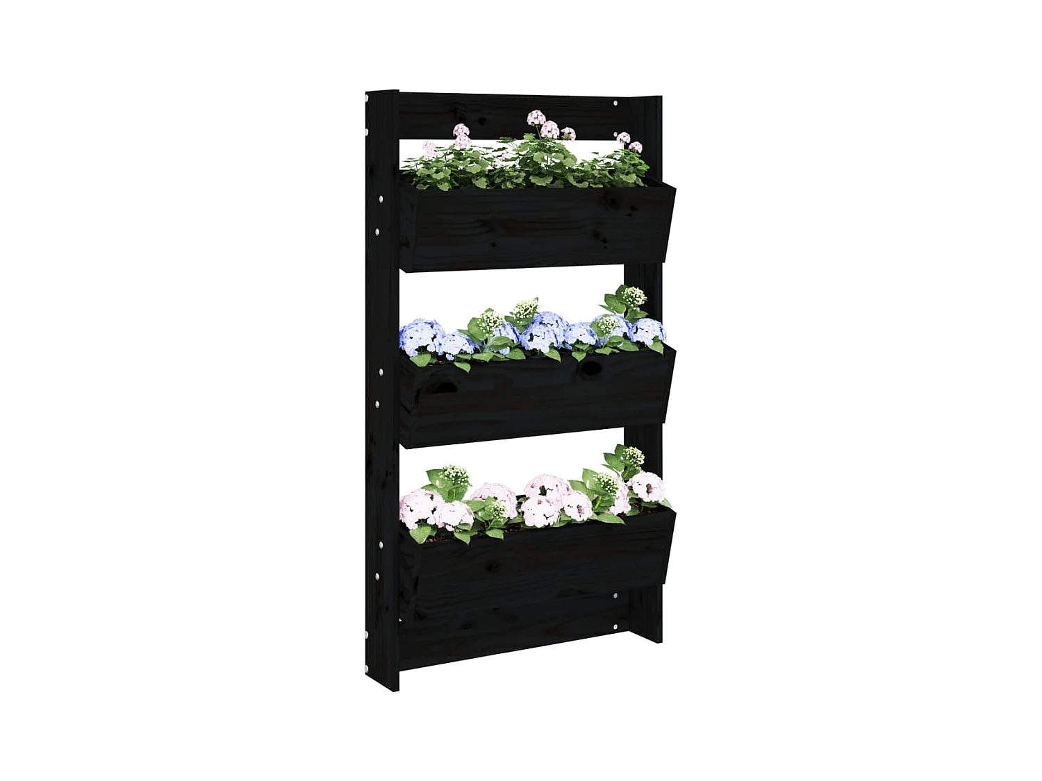 Plantenbak wandmontage 3-laags 60x18,5x110 cm grenenhout zwart