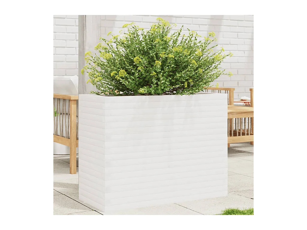 Fioriera da Giardino Bianca 90x40x68,5cm Legno Massello di Pino