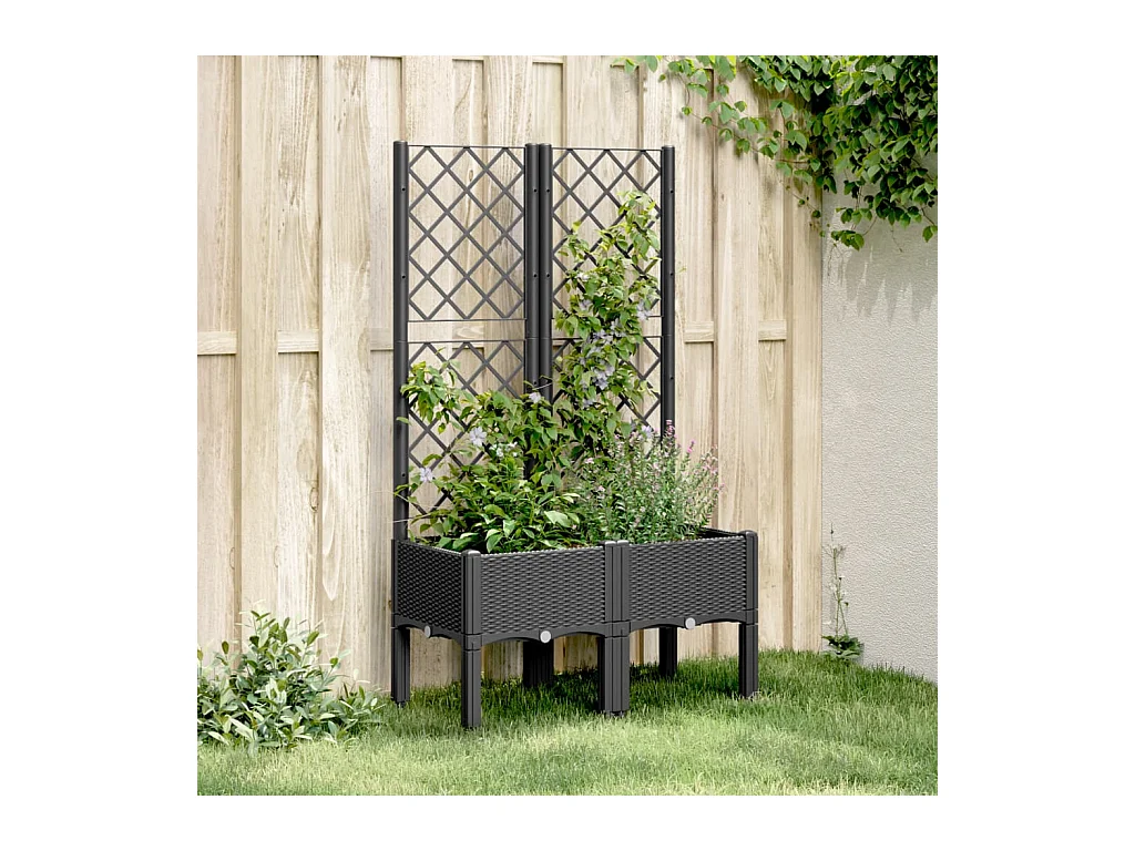 Jardinière avec treillis noir 80x40x142 cm PP