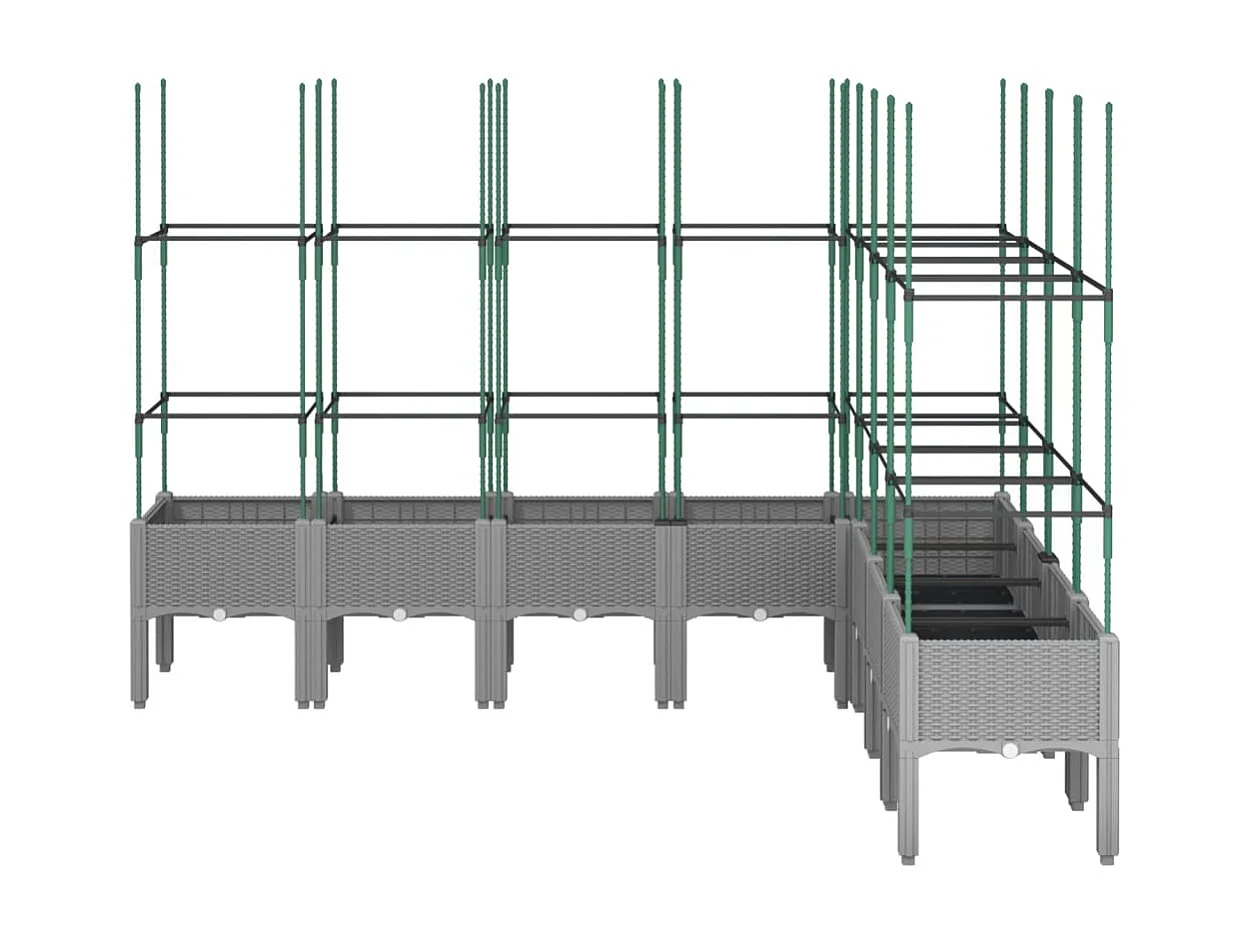 Jardinière avec treillis gris clair 200x160x142,5 cm PP