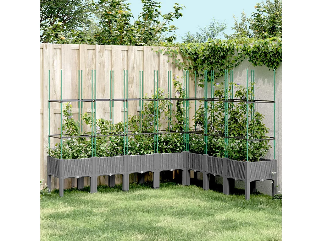 Jardinière avec treillis gris clair 200x160x142,5 cm PP