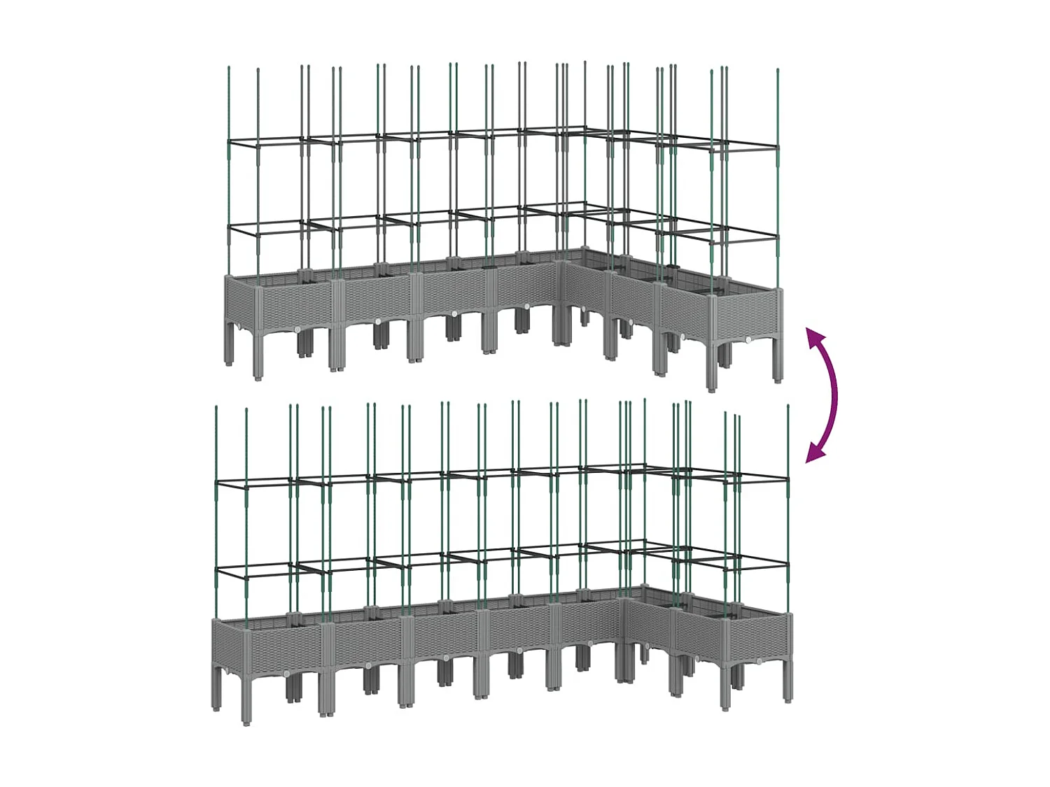 Jardinière avec treillis gris clair 200x160x142,5 cm PP
