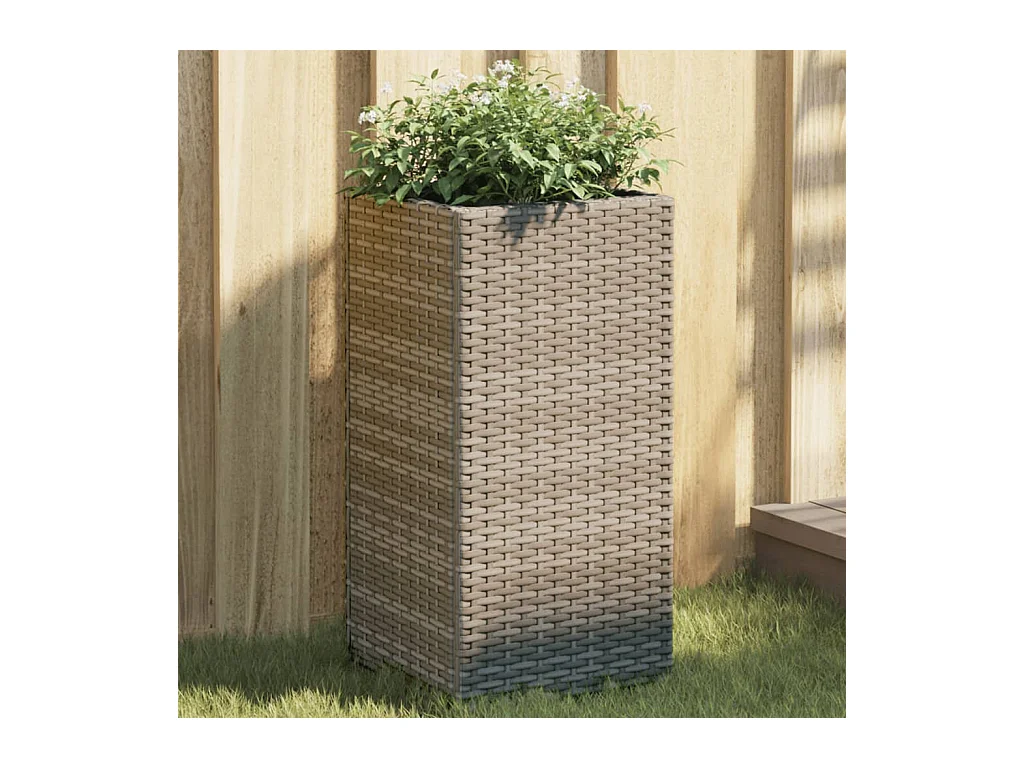 Fioriere da Giardino 2 pz Grigie 30x30x60 cm in Polyrattan