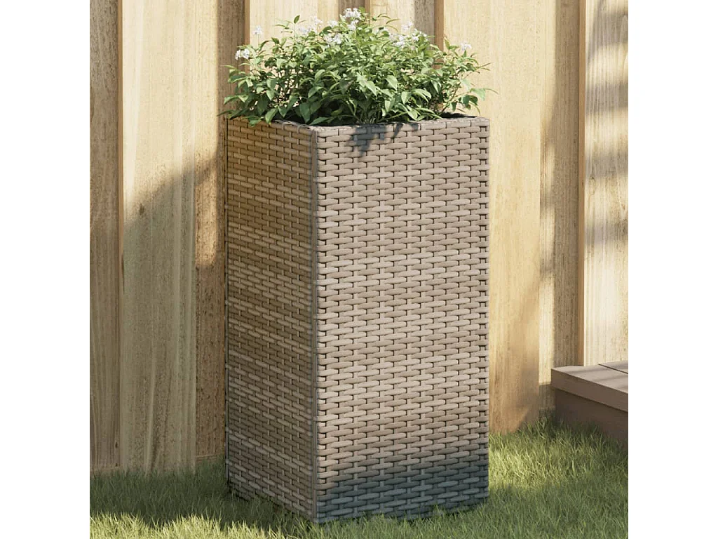 Jardinières 2 pcs gris 30x30x60 cm résine tressée