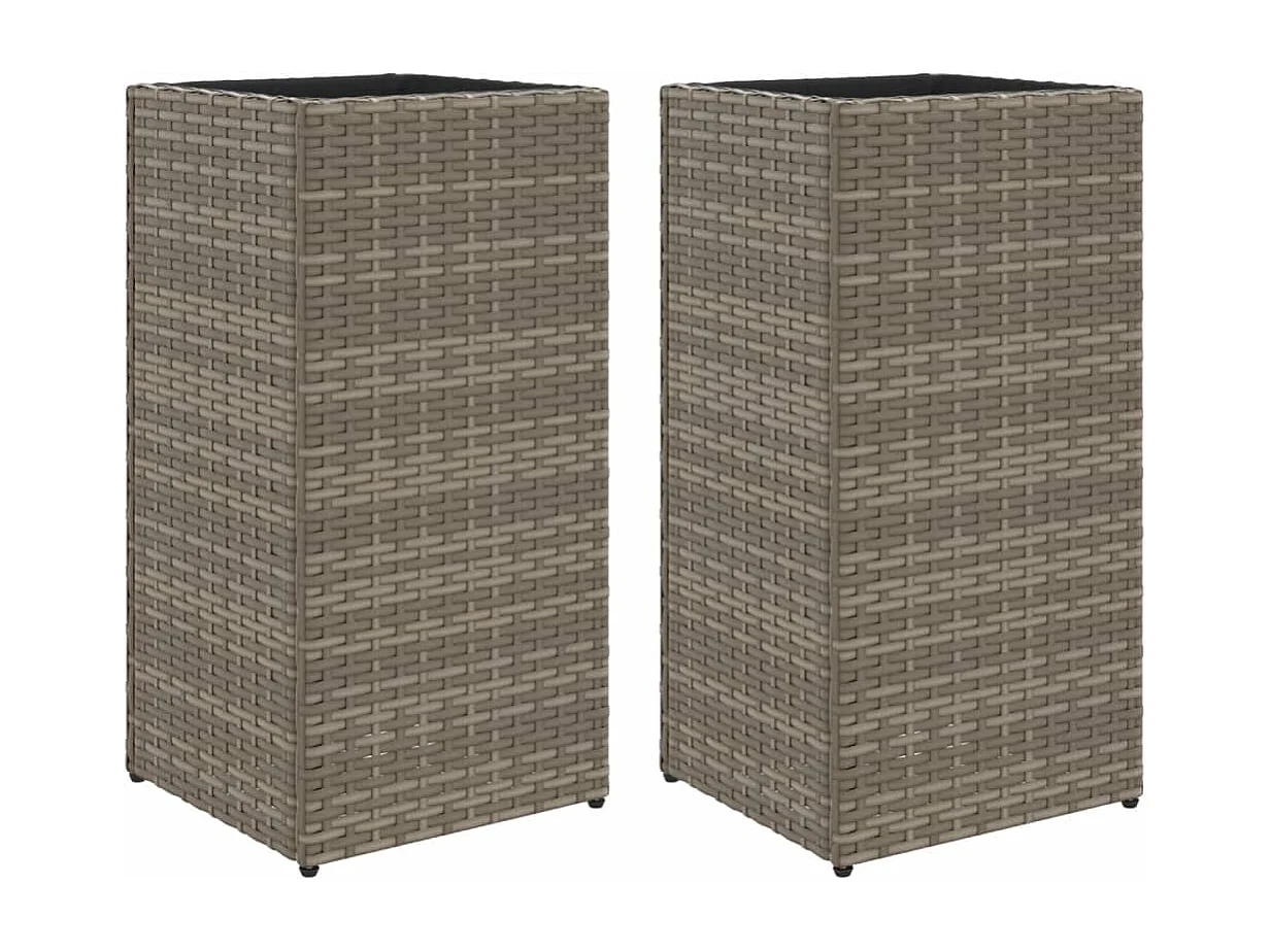 Jardinières 2 pcs gris 30x30x60 cm résine tressée