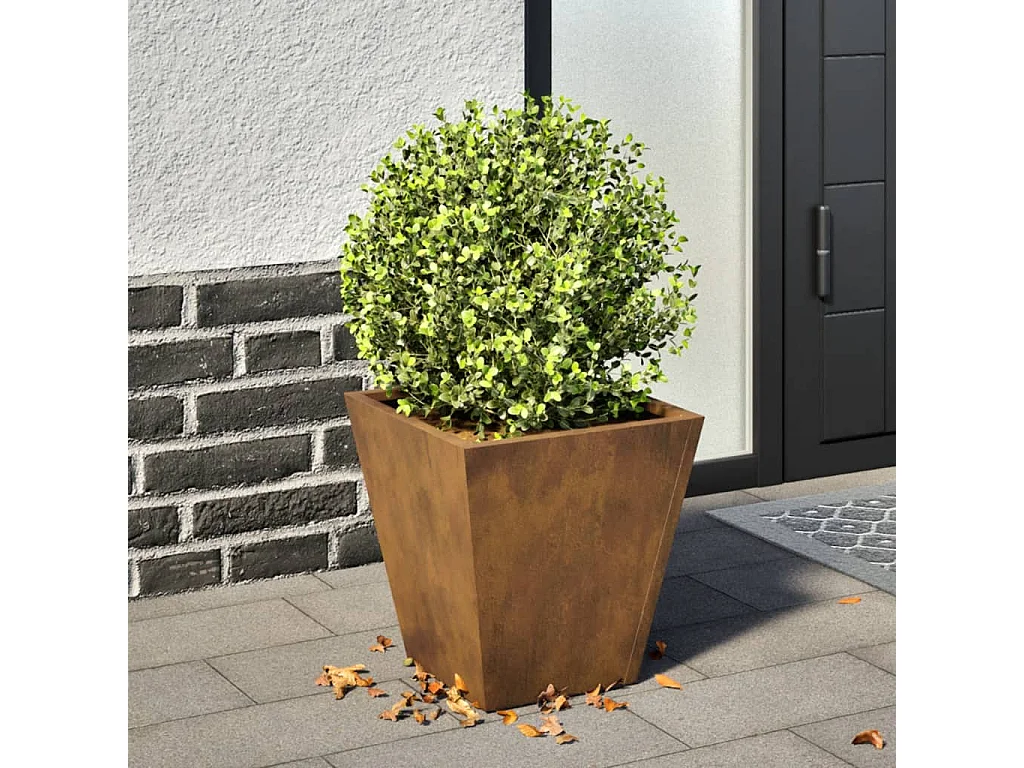 Jardinera hexagonal de acero oxidado 30x30x30 cm