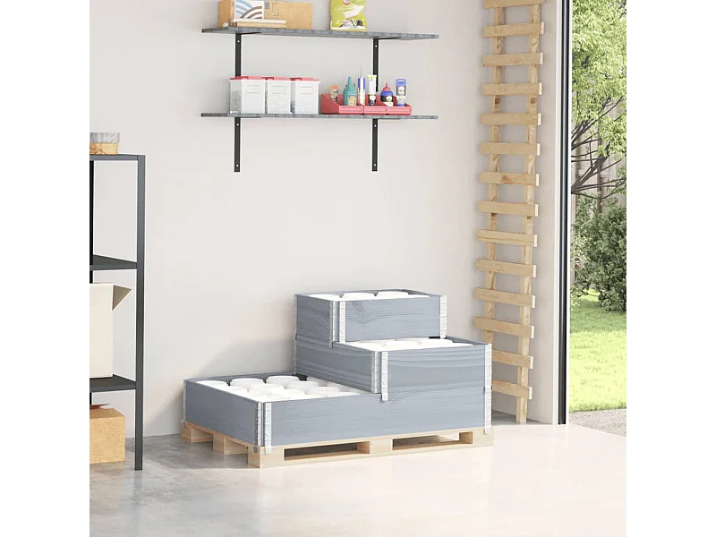 Fioriera Rialzata a 3 Livelli Grigia 120x80 cm Legno di Pino