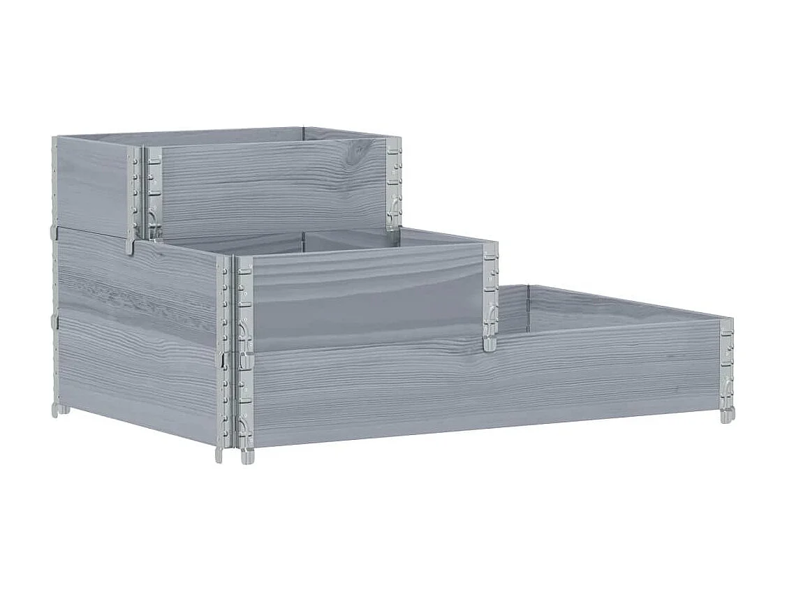 Lit surélevé à 3 niveaux gris 120x80 cm bois de pin massif