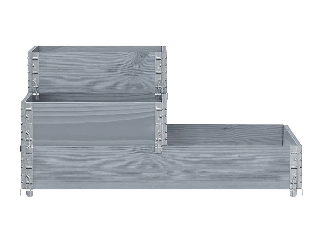 Lit surélevé à 3 niveaux gris 120x80 cm bois de pin massif