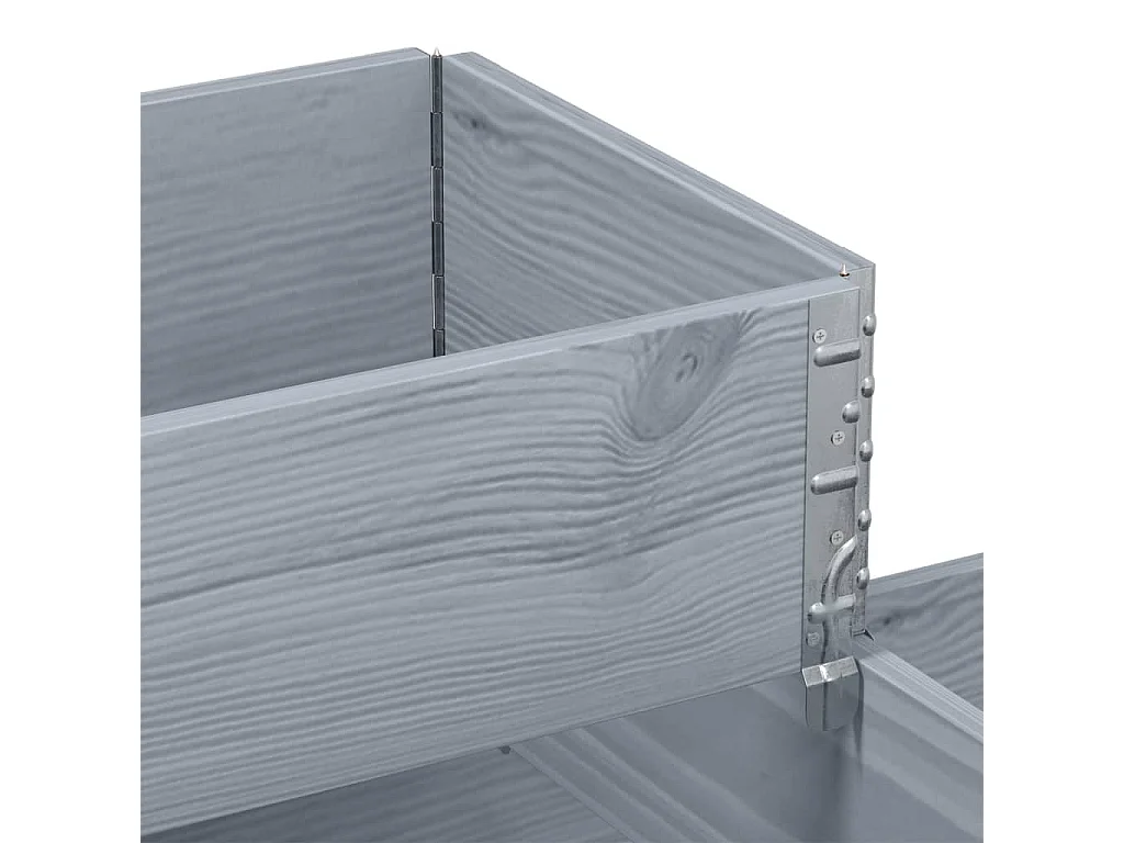 Lit surélevé à 3 niveaux gris 120x80 cm bois de pin massif