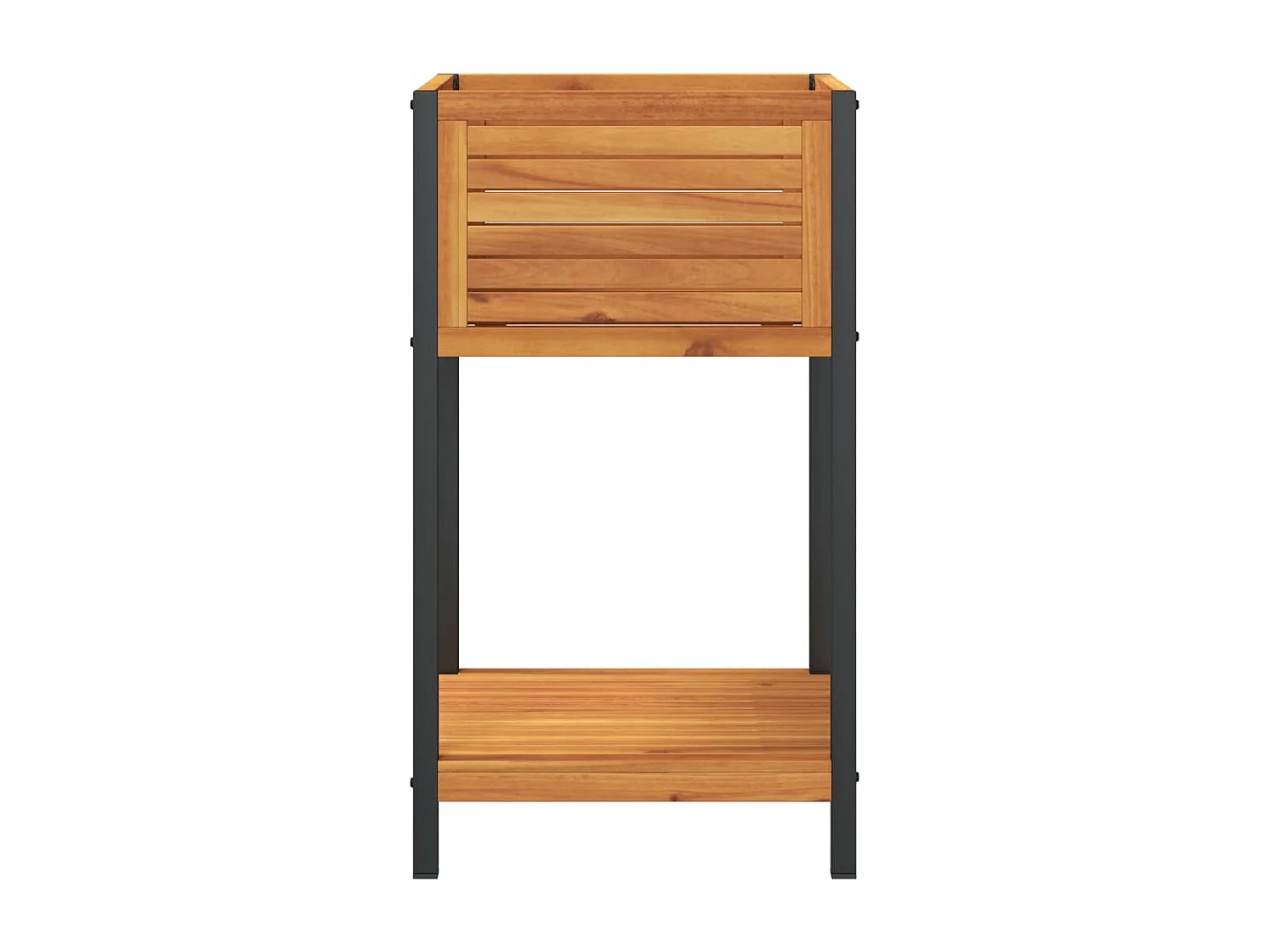 Fioriera con Ripiano 45x45x80 cm in Legno Acacia e Acciaio