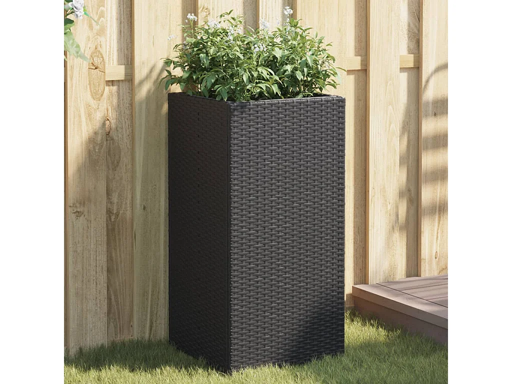 Jardinières 2 pcs noir 40x40x80 cm résine tressée