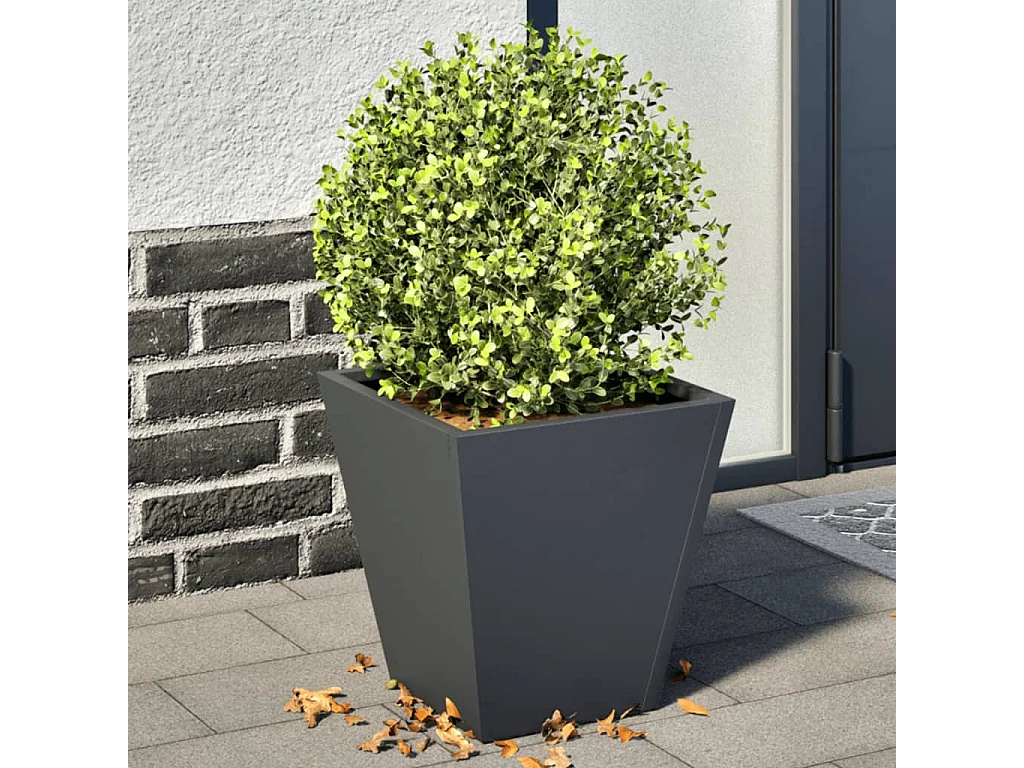 Plantenbakken 2 st 30x30x30 cm staal antracietkleurig