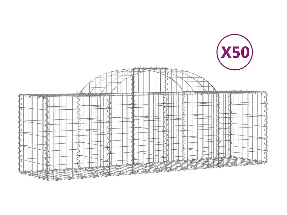 Paniers à gabions arqués 50 pcs 200x50x60/80 cm fer galvanisé