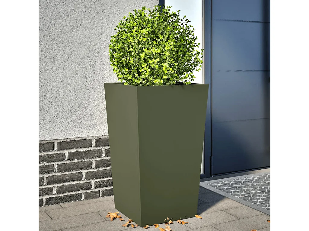Jardinières 2 pcs vert olive 45x45x75 cm acier