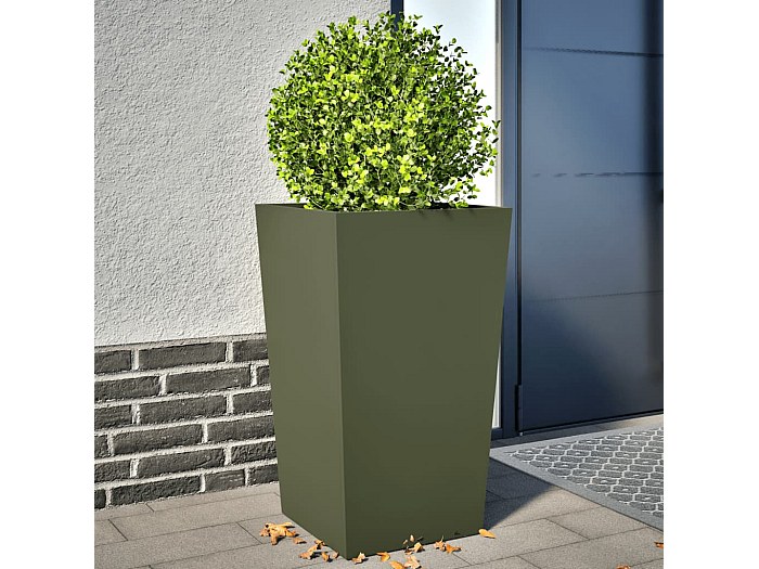 Fioriera Grande Rotonda In Plastica, Colore Grigio Oliva Lucido, 40 Cm, Capacità 34L - Foto 3