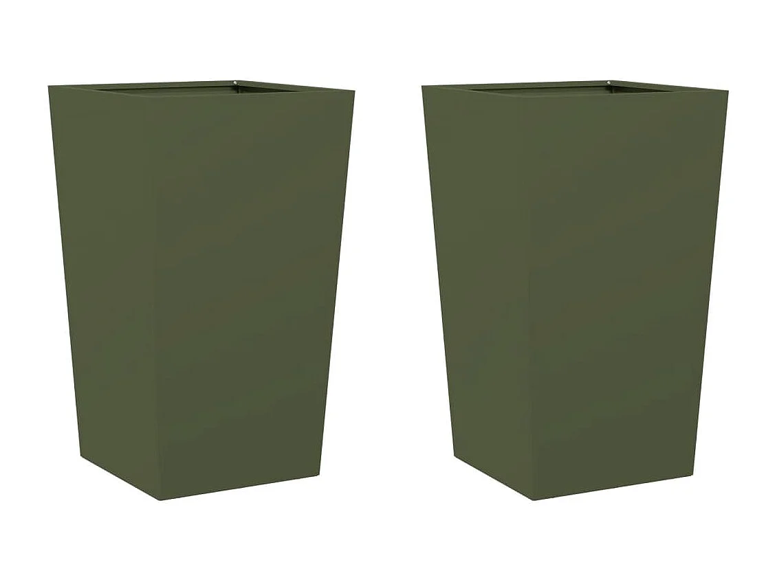 Jardinières 2 pcs vert olive 45x45x75 cm acier