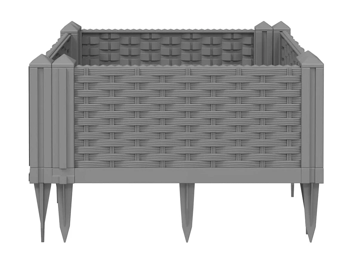 Pflanzkasten mit Erdspießen Hellgrau 42,5x42,5x28,5 cm PP