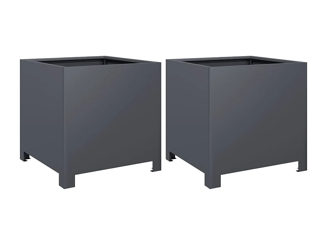 Jardinières 2 pcs anthracite 40x40x40 cm acier