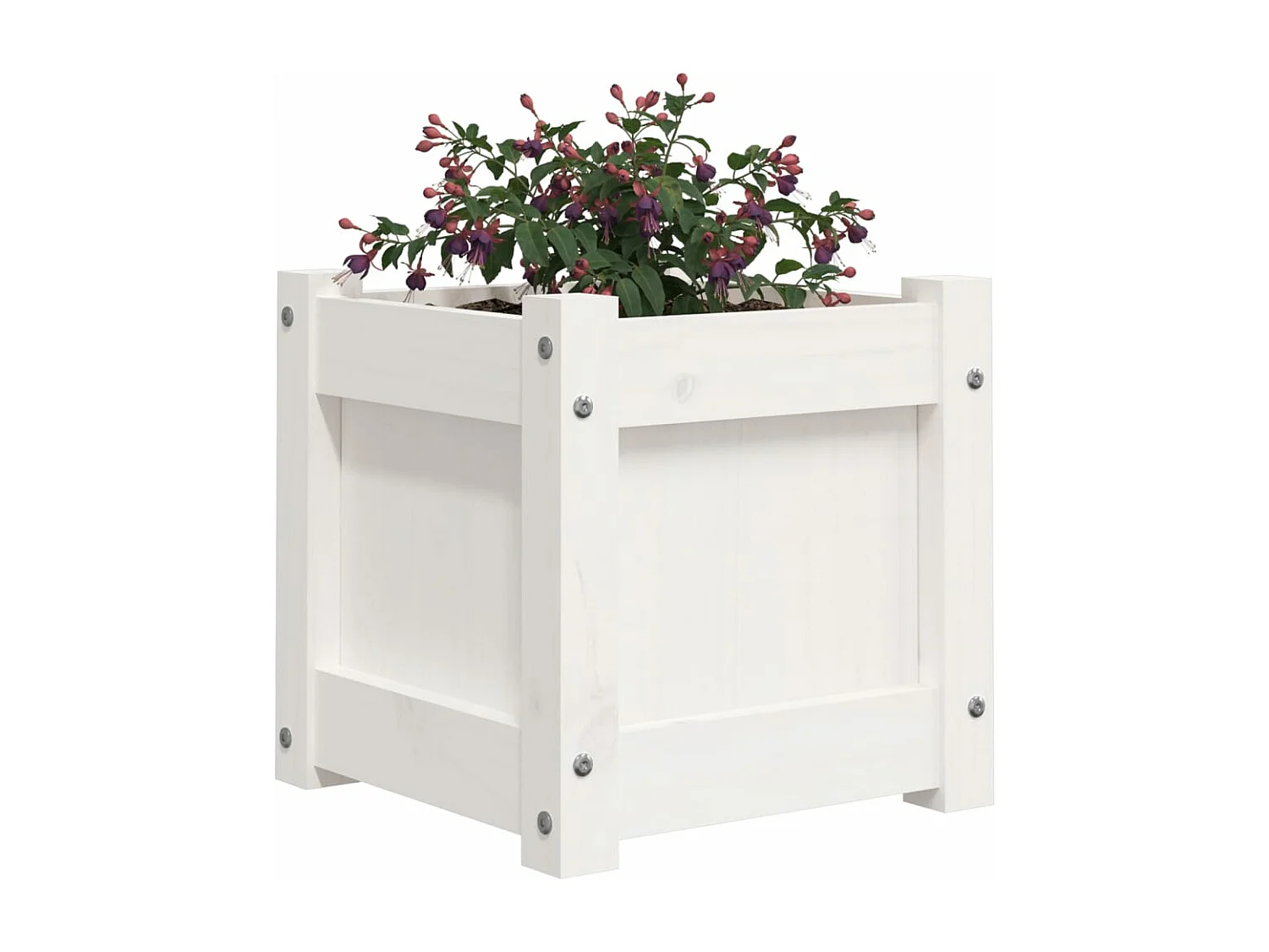 Jardinières 2 pcs blanc bois de pin massif