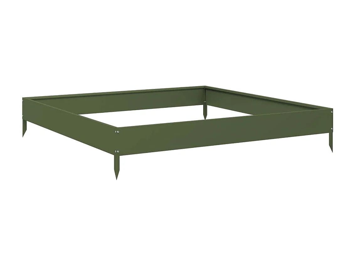 Lit surélevé de jardin vert olive 100x100x18,5 cm acier