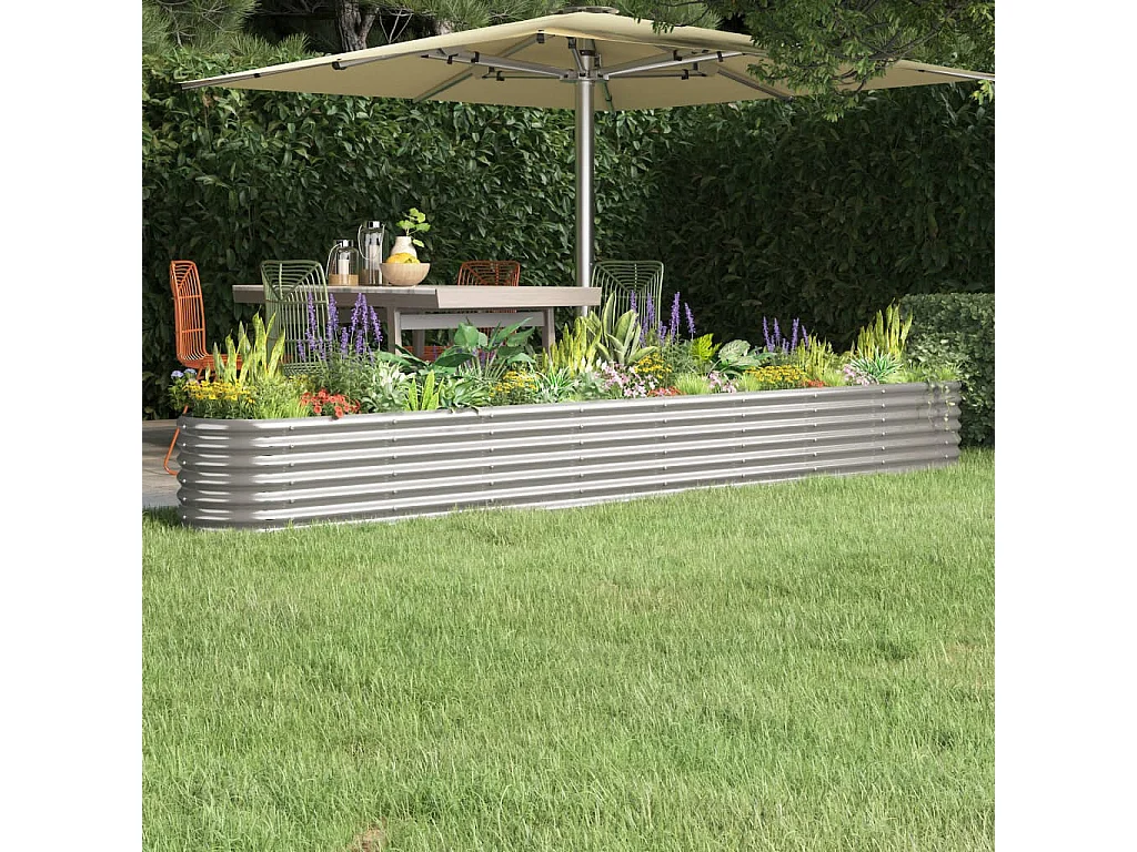 Lit surélevé de jardin Acier enduit de poudre Argenté