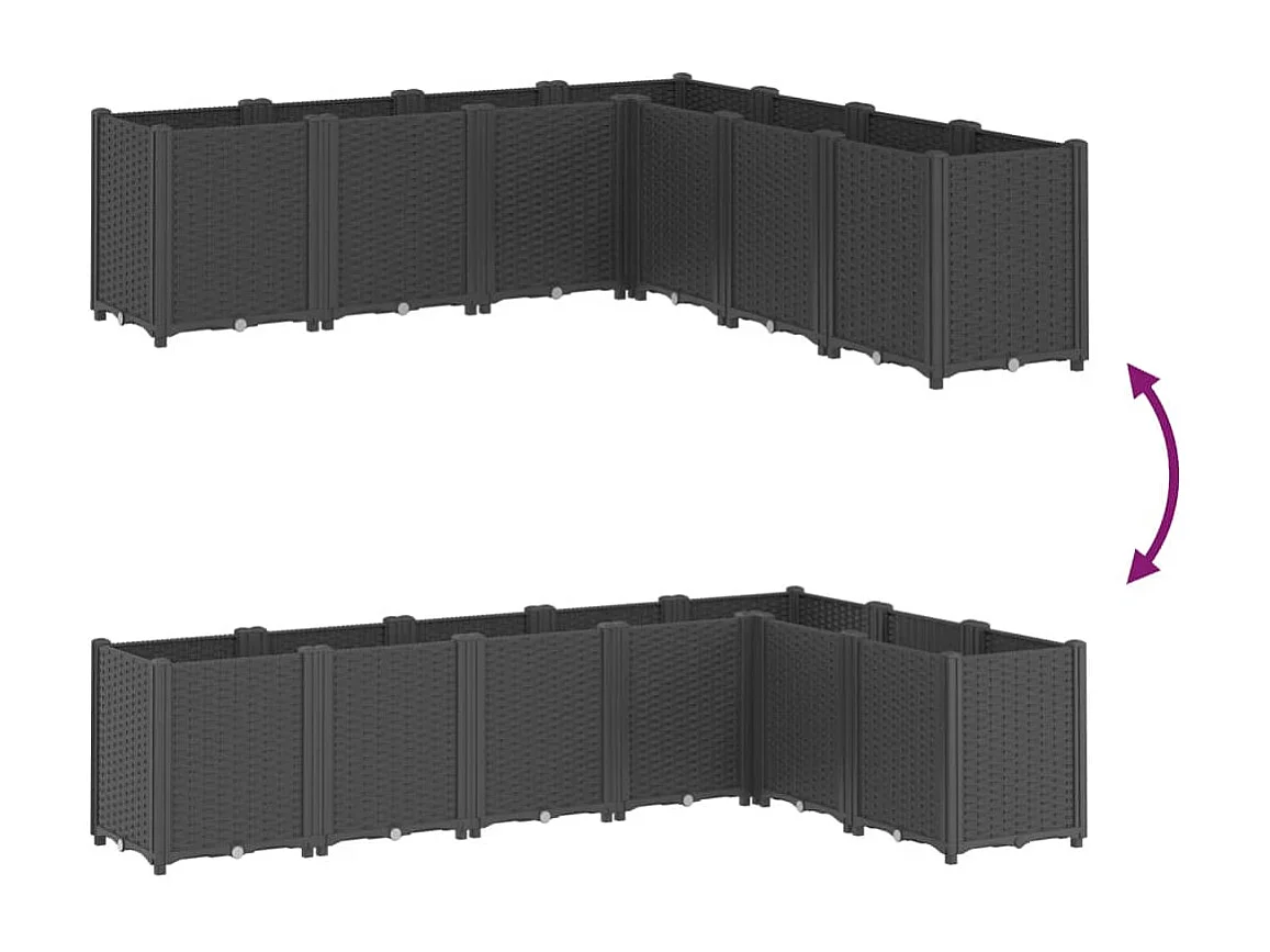 Fioriera da Giardino Nera 160x160x53 cm in PP