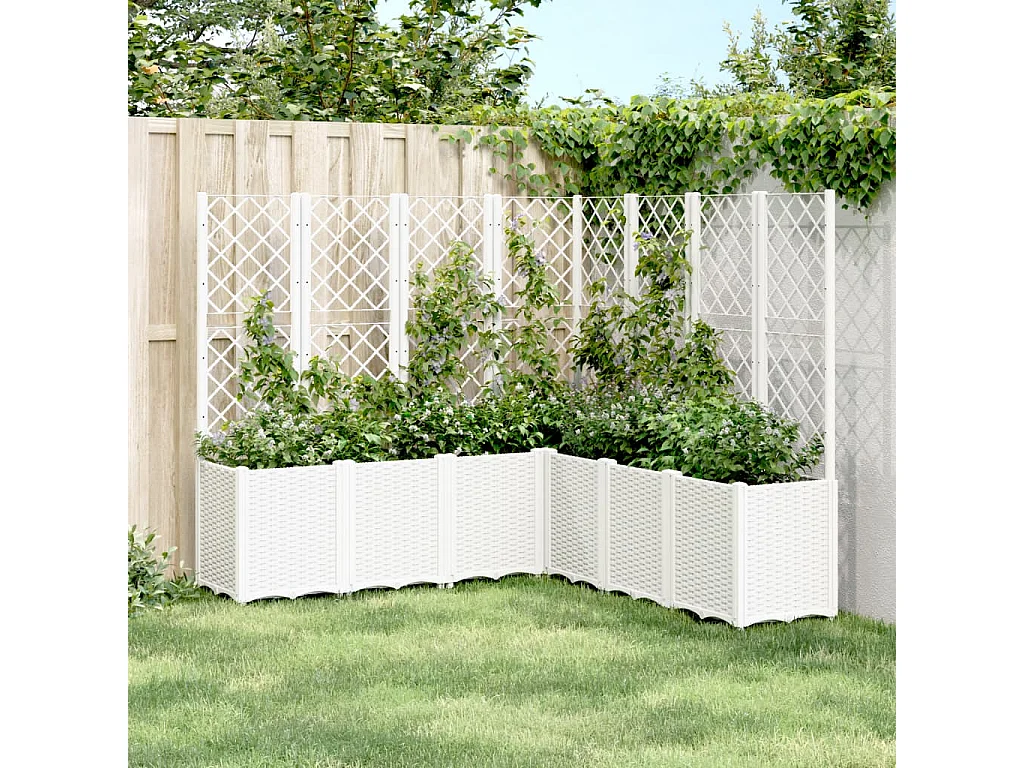 Jardinière avec treillis blanc 160x160x140 cm PP