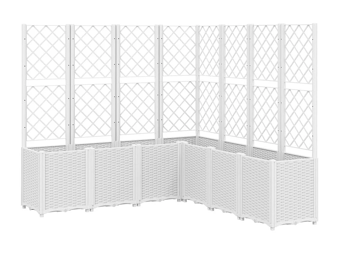 Jardinière avec treillis blanc 160x160x140 cm PP