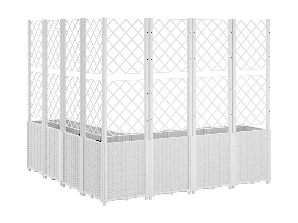 Jardinière avec treillis blanc 160x160x140 cm PP