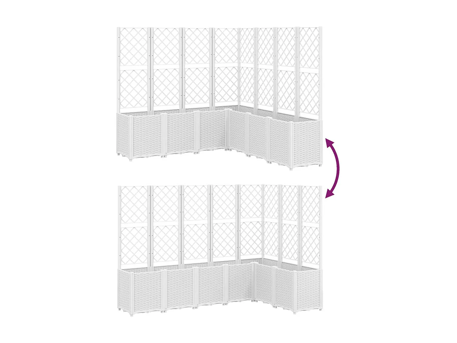 Jardinière avec treillis blanc 160x160x140 cm PP