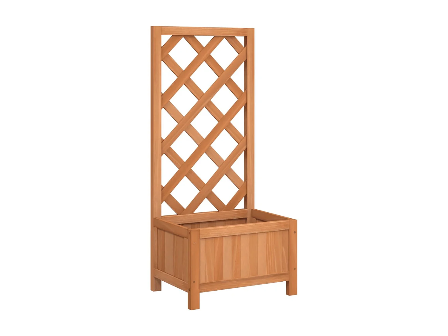 Jardinera con enrejado de madera maciza de abeto marrón